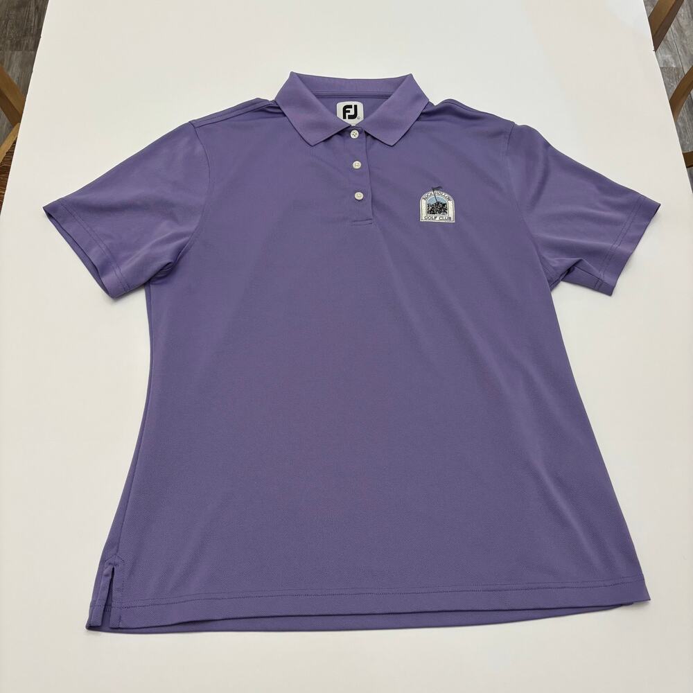 FootJoy Womens L Purple Golf Polo Rock Hollow Golf Club Embroidered Stretch